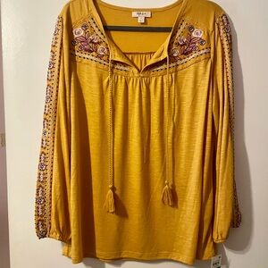 Style & Co gold top with embroidery 3/$25